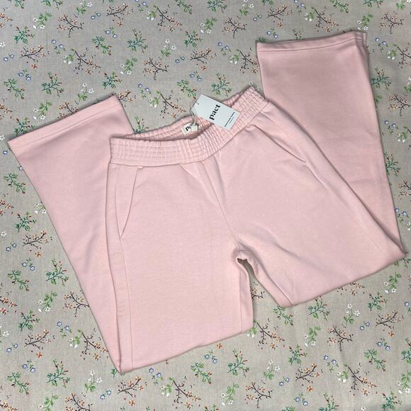 PACT Posey Fleece Sweatpant Straight Leg Pink Medium Cotton Blend Lounge Comfy - Picture 1 of 9